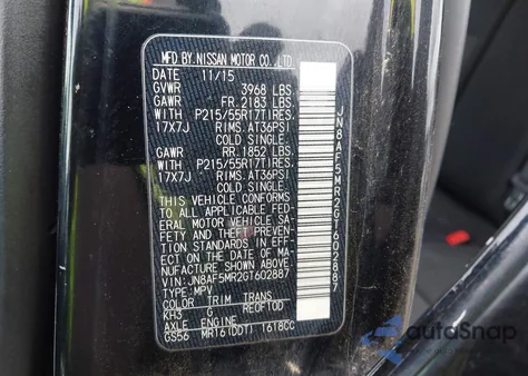 2016 Nissan Juke Nismo/S/Sl/Sv from USA, damaged, VIN JN8AF5MR2GT602887